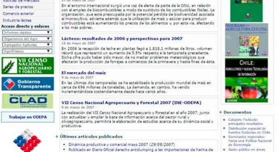 Consultorías / Asesorías: Elaboración de propuesta de rediseño del sitio web de Odepa