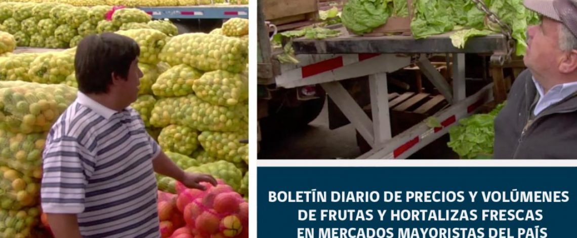 Boletín diario de precios y volúmenes de frutas y hortalizas en mercados mayoristas