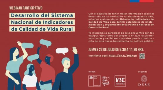 Inscríbete en el webinar participativo del Sistema de Indicadores de Calidad de Vida Rural