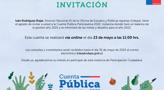 Invitación a la Cuenta Pública Participativa 2022 gestión 2021 de Odepa
